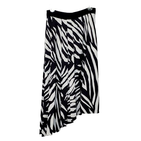 SALE Hugo Boss NWT Zebra Print Midi Skirt With Asymmetric Hem A-line Sz 10 - Picture 5 of 10